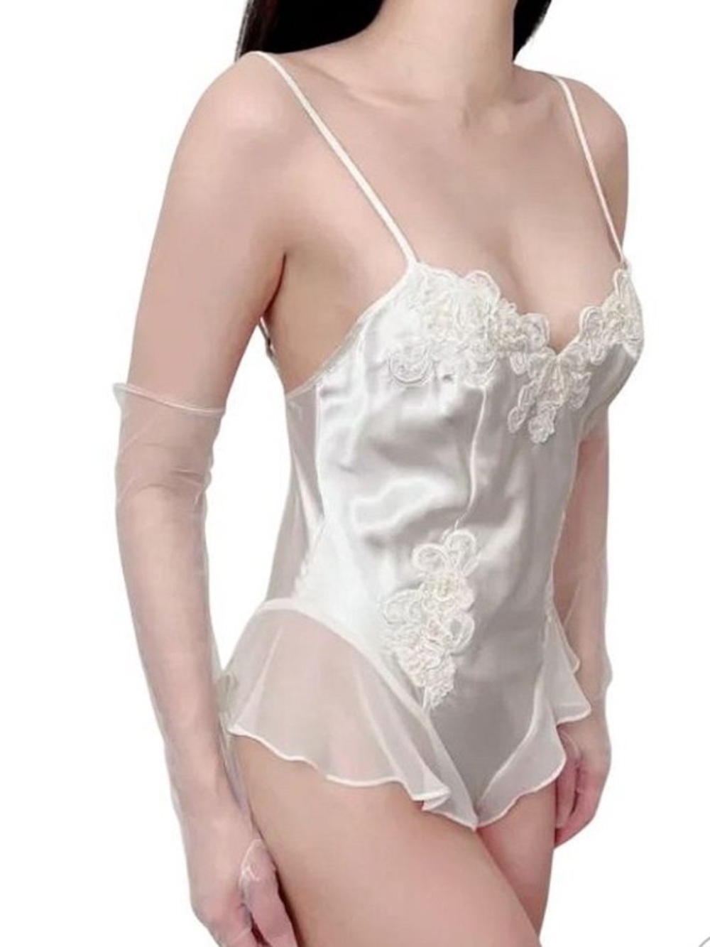 Victoria’s Secret vintage teddy bodysuit with beaded embroidery